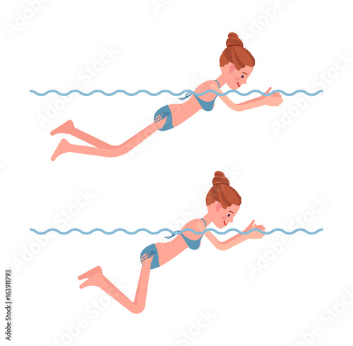 Female swimmer in breaststroke swimming style set