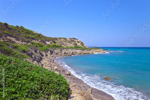 Greece Rhodes   coastline of Mediterranean sea .