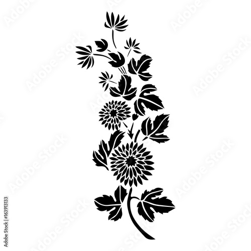 ornament of black-and-white flowers