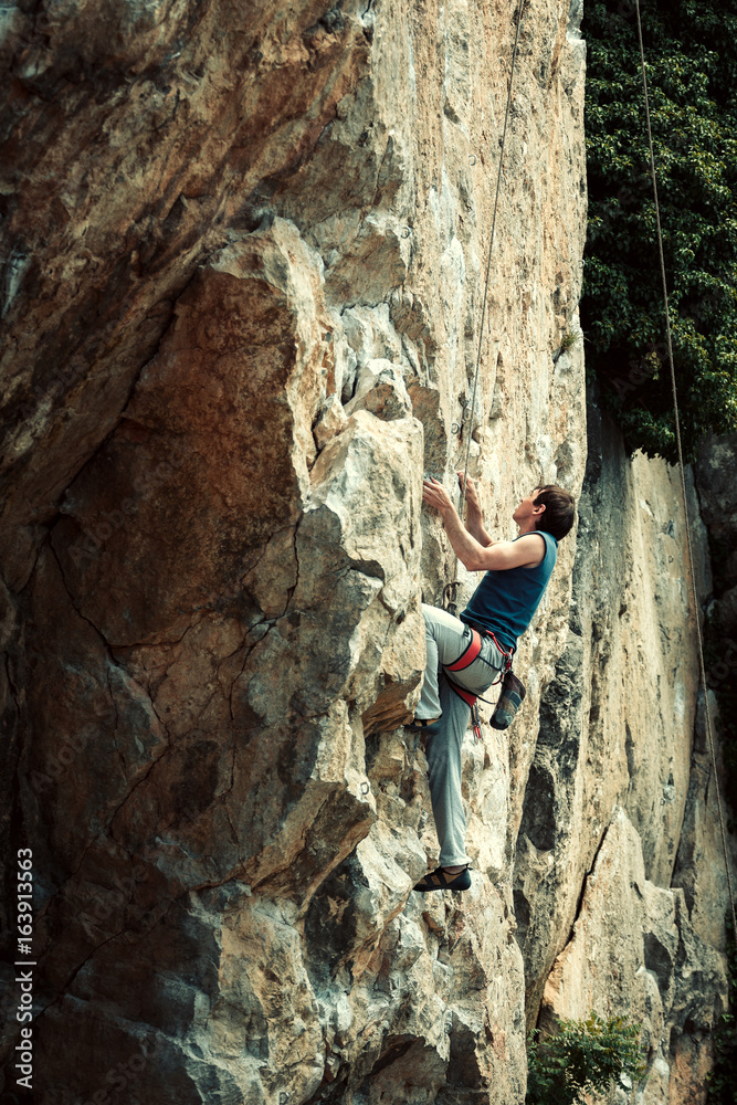Fototapeta premium Rock climbing.