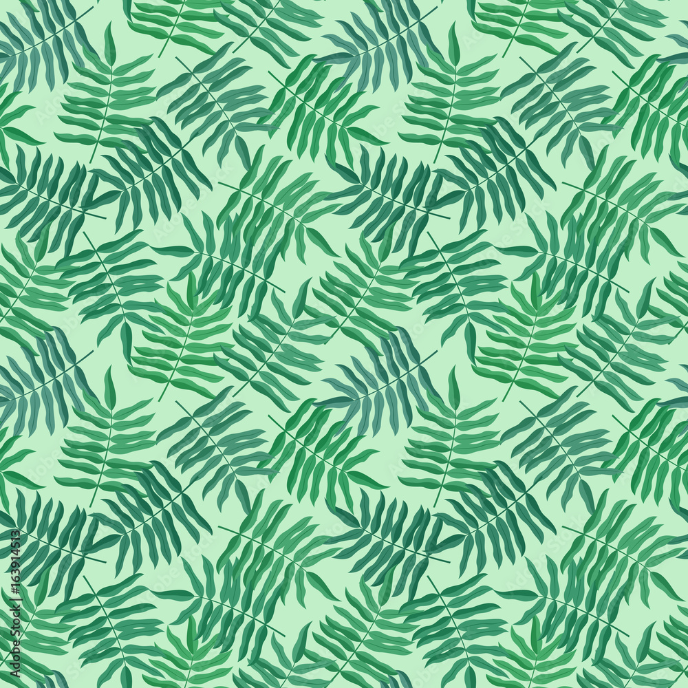 Green leaves Seamless pattern. Llight green vector background for your design.