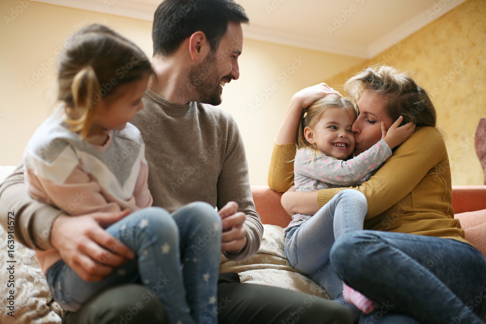 Happy family at home. Happy family at home.