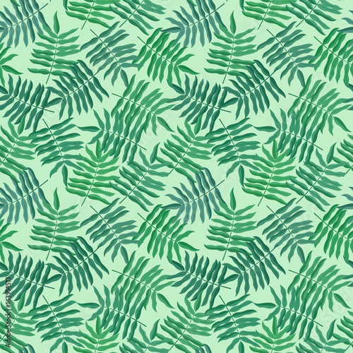 Green leaves Seamless pattern. Llight green vector background for your design.