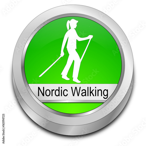 Nordic Walking Button - 3D illustration
