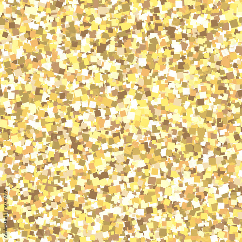 Gold glitter texture. Vector seamless pattern. Sparkling decorative background. Shiny confetti backdrop. Luxury wrapping paper. Yellow color.