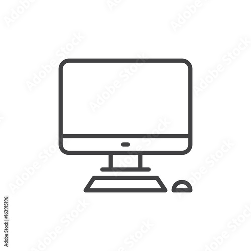 Desktop computer line icon, outline vector sign, linear style pictogram isolated on white. Workplace symbol, logo illustration. Editable stroke. Pixel perfect graphics photo