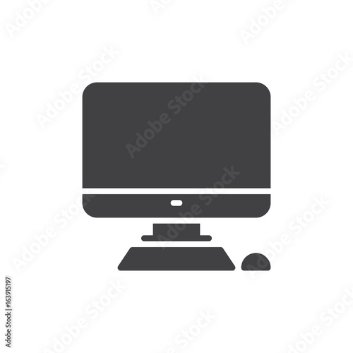 Desktop computer icon vector, filled flat sign, solid pictogram isolated on white. Workplace symbol, logo illustration. Pixel perfect graphics