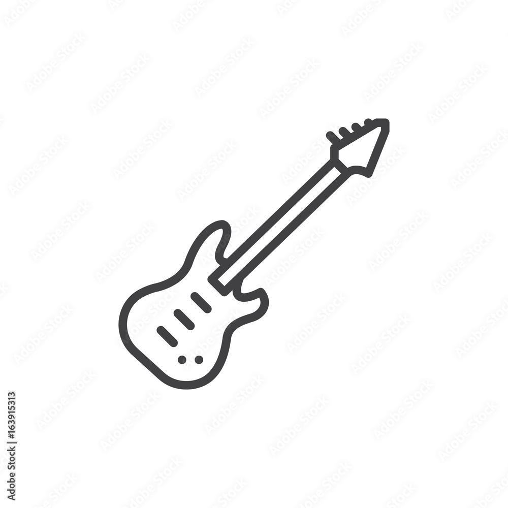 Electric guitar line icon, outline vector sign, linear style pictogram  isolated on white. Symbol, logo illustration. Editable stroke Stock Vector  | Adobe Stock