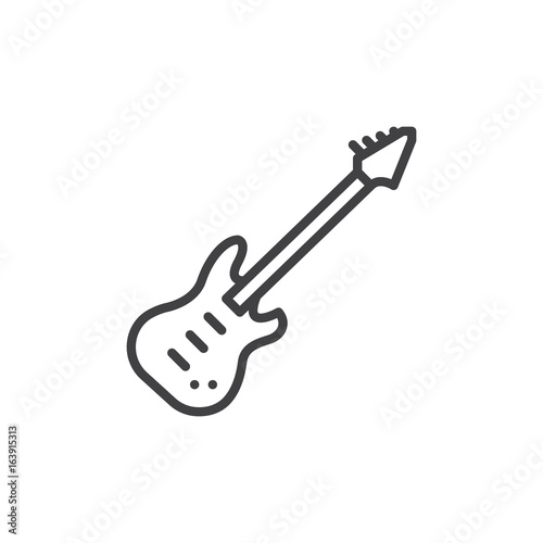Electric guitar line icon, outline vector sign, linear style pictogram isolated on white. Symbol, logo illustration. Editable stroke