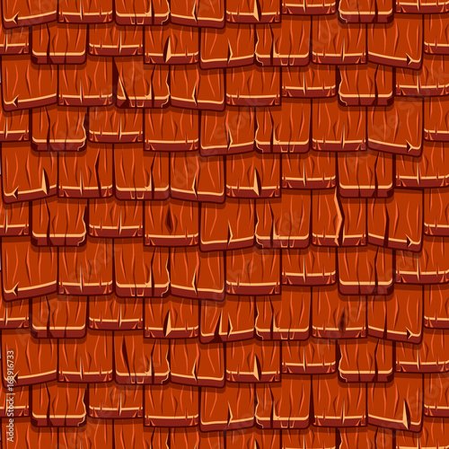 Cartoon Red wooden old roofing Roof Tiles Seamless Background, collection texture
