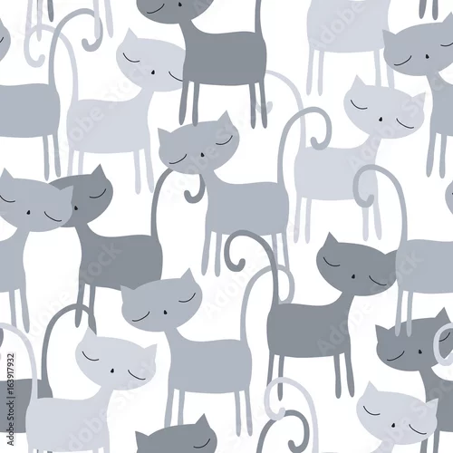 Tapety bezszwowa szara kota wzoru wektoru ilustracja