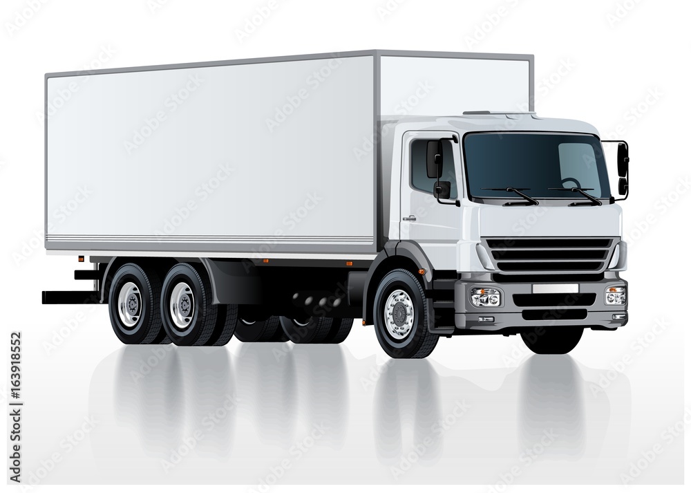 Vector truck template isolated on white. Available EPS-10 separated by groups and layers with transparency effects for one-click repaint