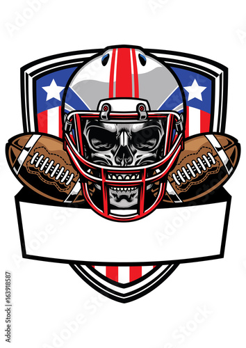 skull wearing american football helmet