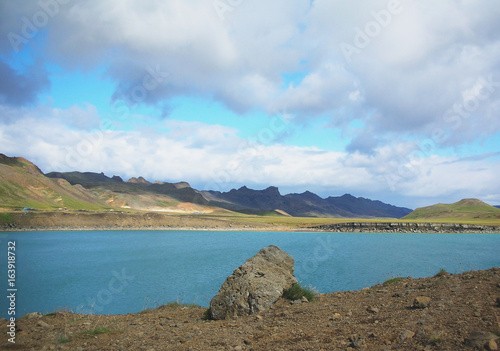 Volcano crater Viti with turquoise lake inside  Iceland