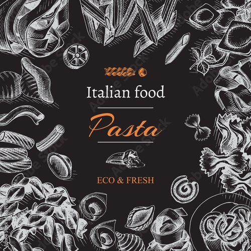 Vector illustration sketch - pasta. Card Italian food