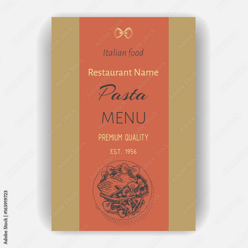 Vector illustration sketch - pasta. Card menu italian restaurant. Banner italan food.