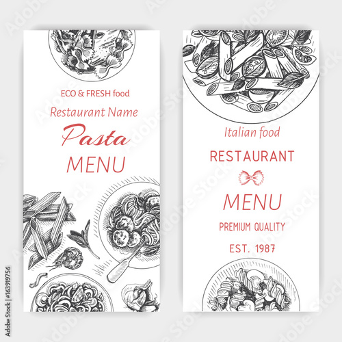 Vector illustration sketch - pasta. Card menu italian restaurant. Banner italan food.