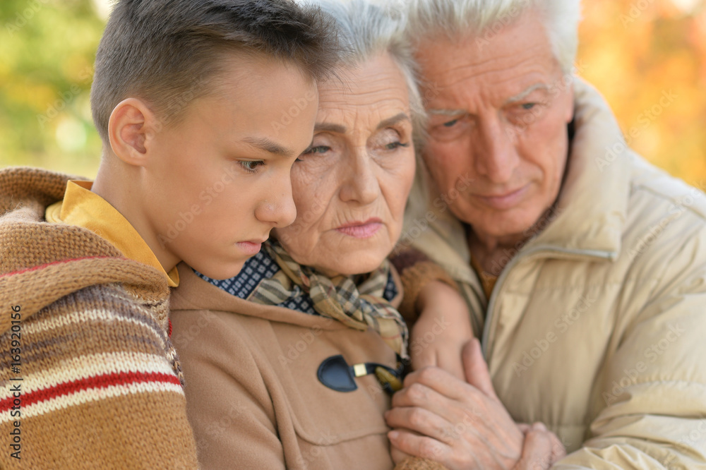 Fototapeta premium grandfather, grandmother and grandson
