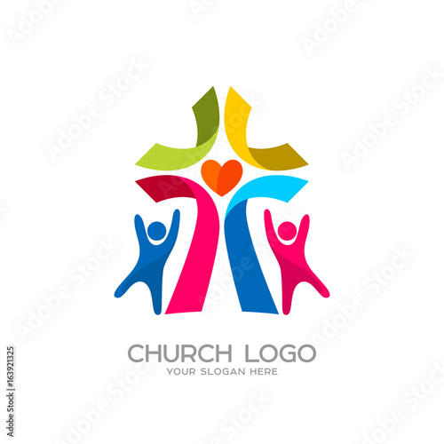 Church logo. Christian symbols. People worship the Lord Jesus Christ