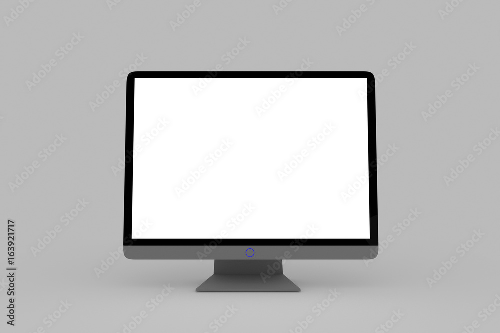 3d render, 3d illustration, lcd monitor with blank display front view gtay background 3d render, 3d illustration, lcd monitor with blank display front view gtay background