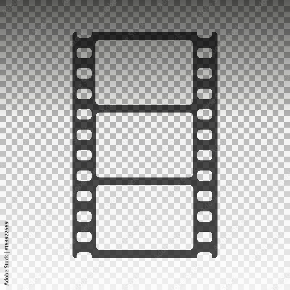 The film strip isolated on transparent background. symbol. Flat design. Stock - Vector illustration