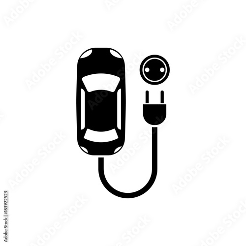 The electric car icon. Electromobile symbol. Flat design. Stock - Vector illustration