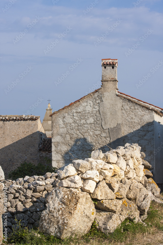 Trditional architecture in small village of Lubenice, Cres Island, Croatia.