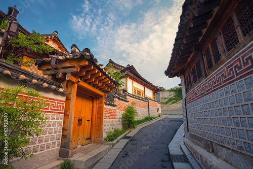 Seoul. Traditional Korean style architecture at Bukchon Hanok Village in Seoul, South Korea.