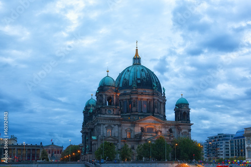 Berlin Cathedral (Berliner Dom) in evening illumination, Germany