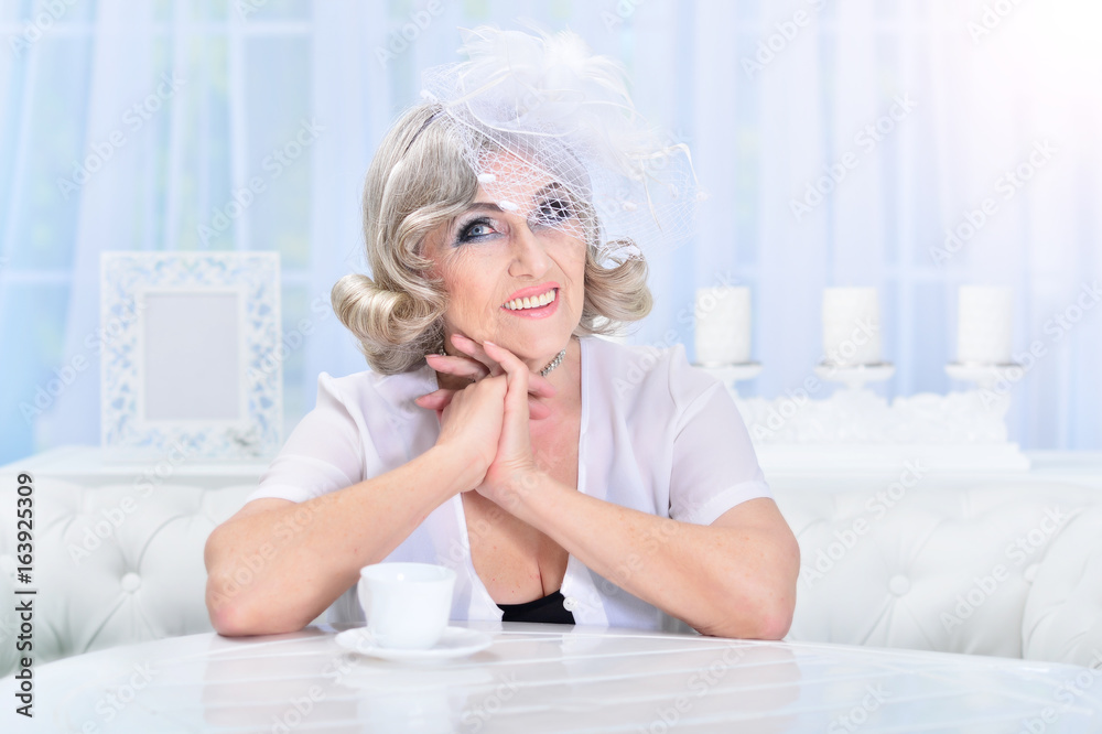 Portrait of a beautiful fashionable elderly woman Portrait of a beautiful fashionable elderly woman