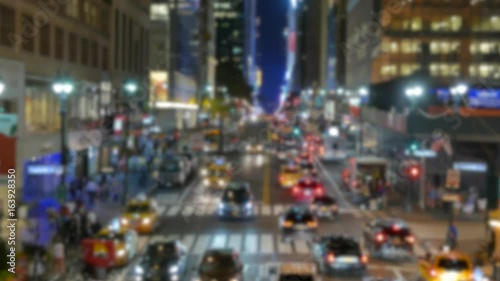 Traffic Transportation Scenery of People and Cars Commuting in New York City at Night Lights photo