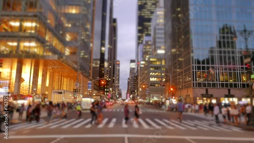 Traffic Transportation Scenery of People and Cars Commuting in New York City at Night Lights photo