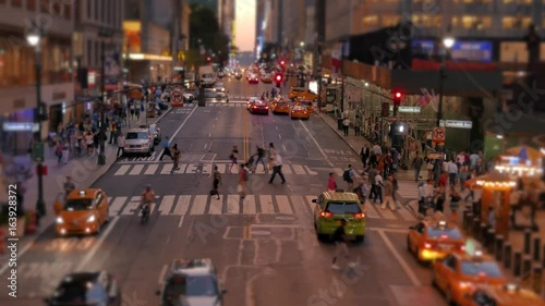 Traffic Transportation Scenery of People and Cars Commuting in New York City at Night Lights photo