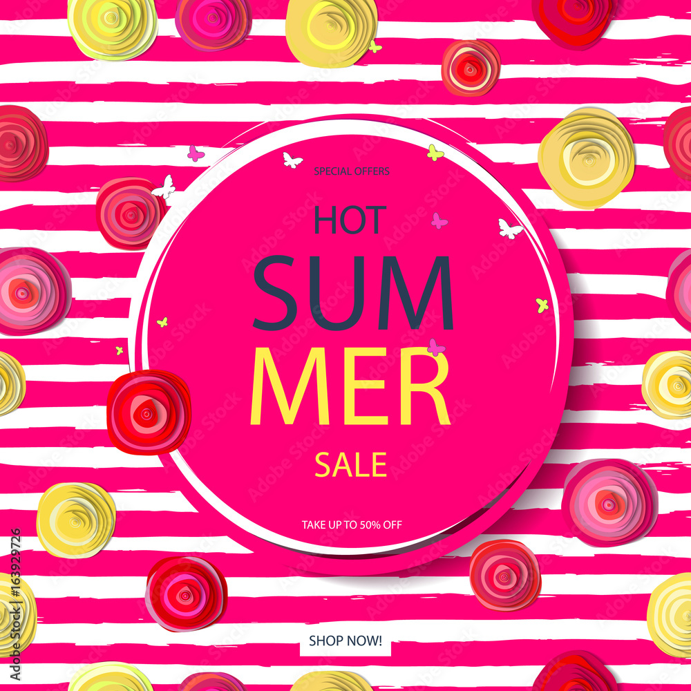 Summer sale. Main label with percent stickers