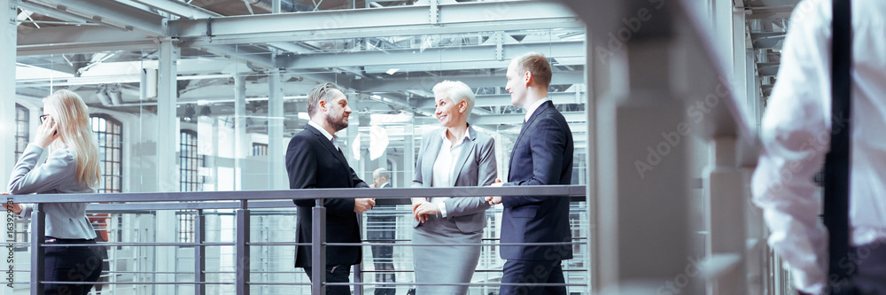Businesswoman talking with two investors Businesswoman talking with two investors