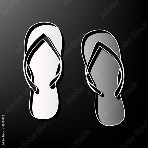 Flip flop sign. Vector. Gray 3d printed icon on black background.