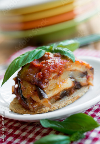 Eggplant parmigiana sliced