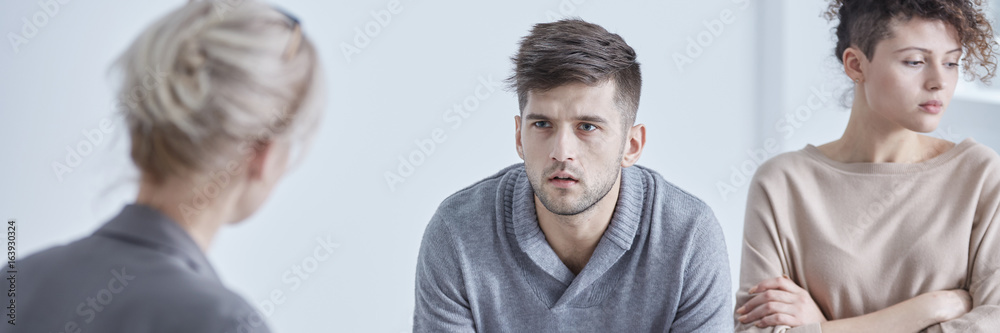 Man talking to relationship psychologist Man talking to relationship psychologist