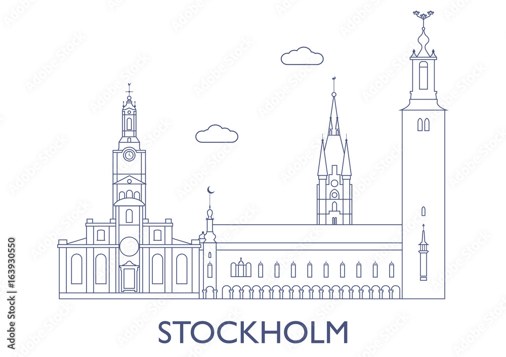 Fototapeta premium Stockholm, The most famous buildings of the city