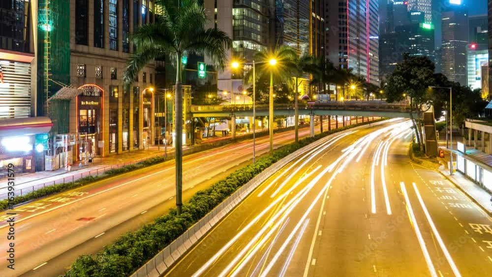 Wan chai, Hong Kong, 27 May 2017 -:Time lapses of Traffic on the road at night Wan chai, Hong Kong, 27 May 2017 -:Time lapses of Traffic on the road at night
