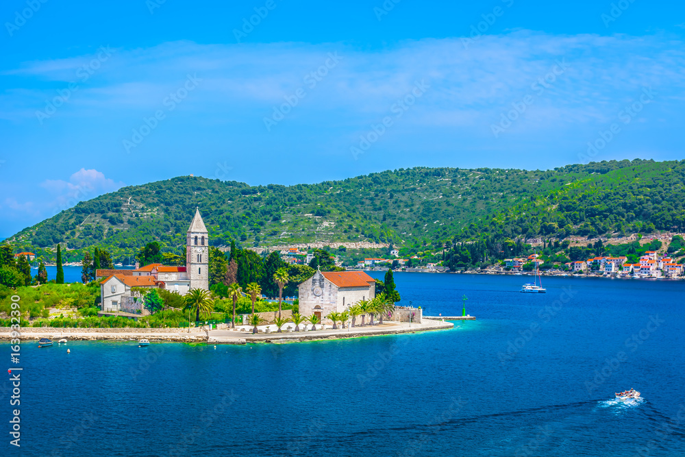 Vis island Croatia. / Aerial view on Vis island landscape, summertime in southern Croatia, Europe.