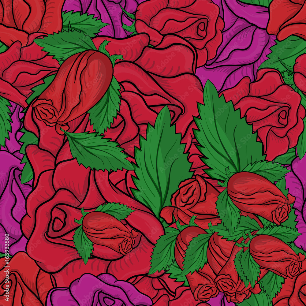 Floral seamless background of roses