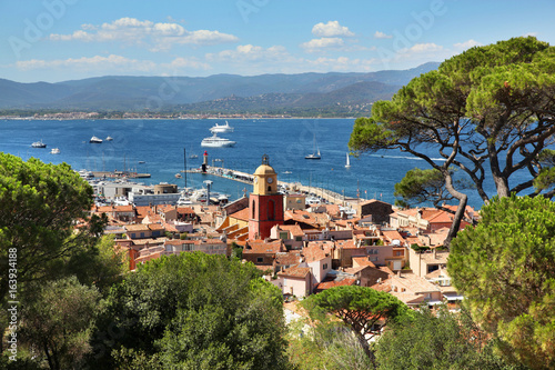 View of Saint Tropez harbor on the French Riviera photo