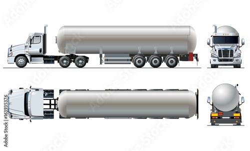 Vector realistic tunker truck template isolated on white. Available EPS-10 separated by groups and layers with transparency effects