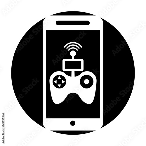 smartphone with Drone remote control app vector illustration design