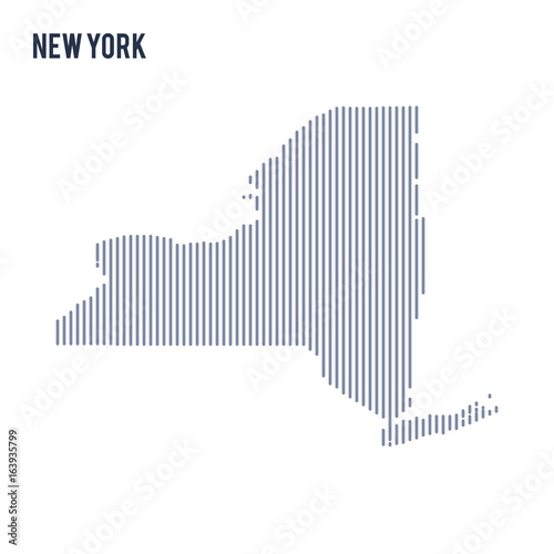 Vector abstract hatched map of State of New York with vertical lines isolated on a white background. photo