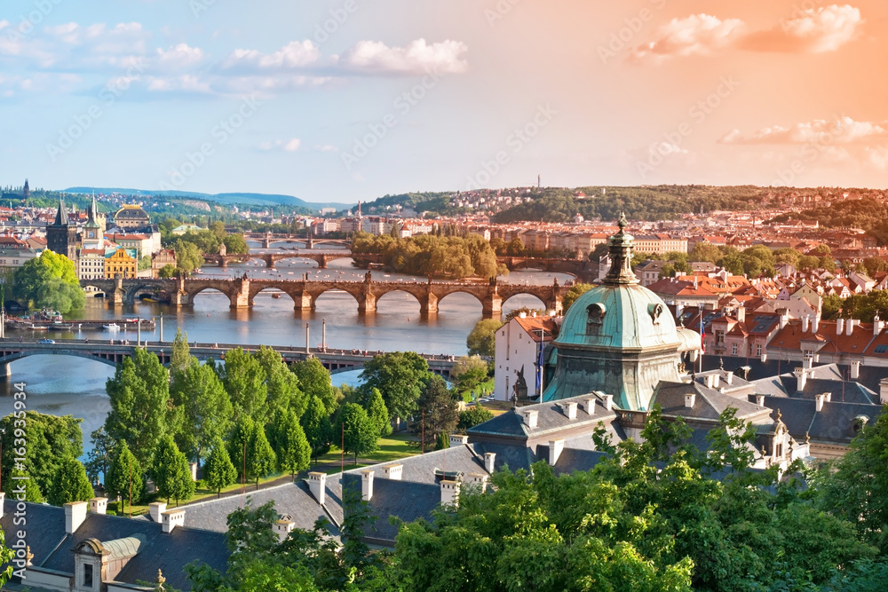 Prague Bridges in the Summer. Czech Republic.
