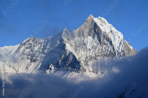 Snow-covered mountain from ABC base camp  himalaya  Nepal