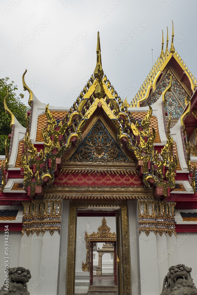 tower bangkok in the temple thailand abstract cross colors roof wat palaces asia sky and colors religion mosaic sculpture