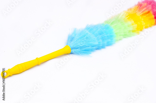 Colourful Feather Duster Over White Background